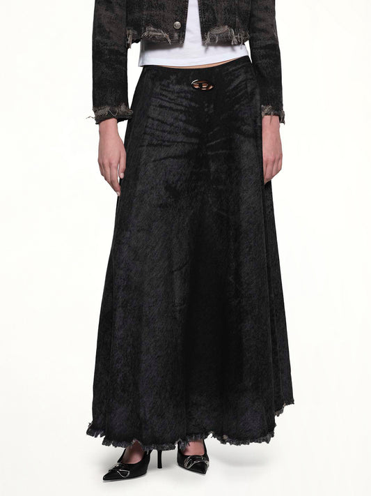 DE-HANNIE-FSH Denim Skirt in Black