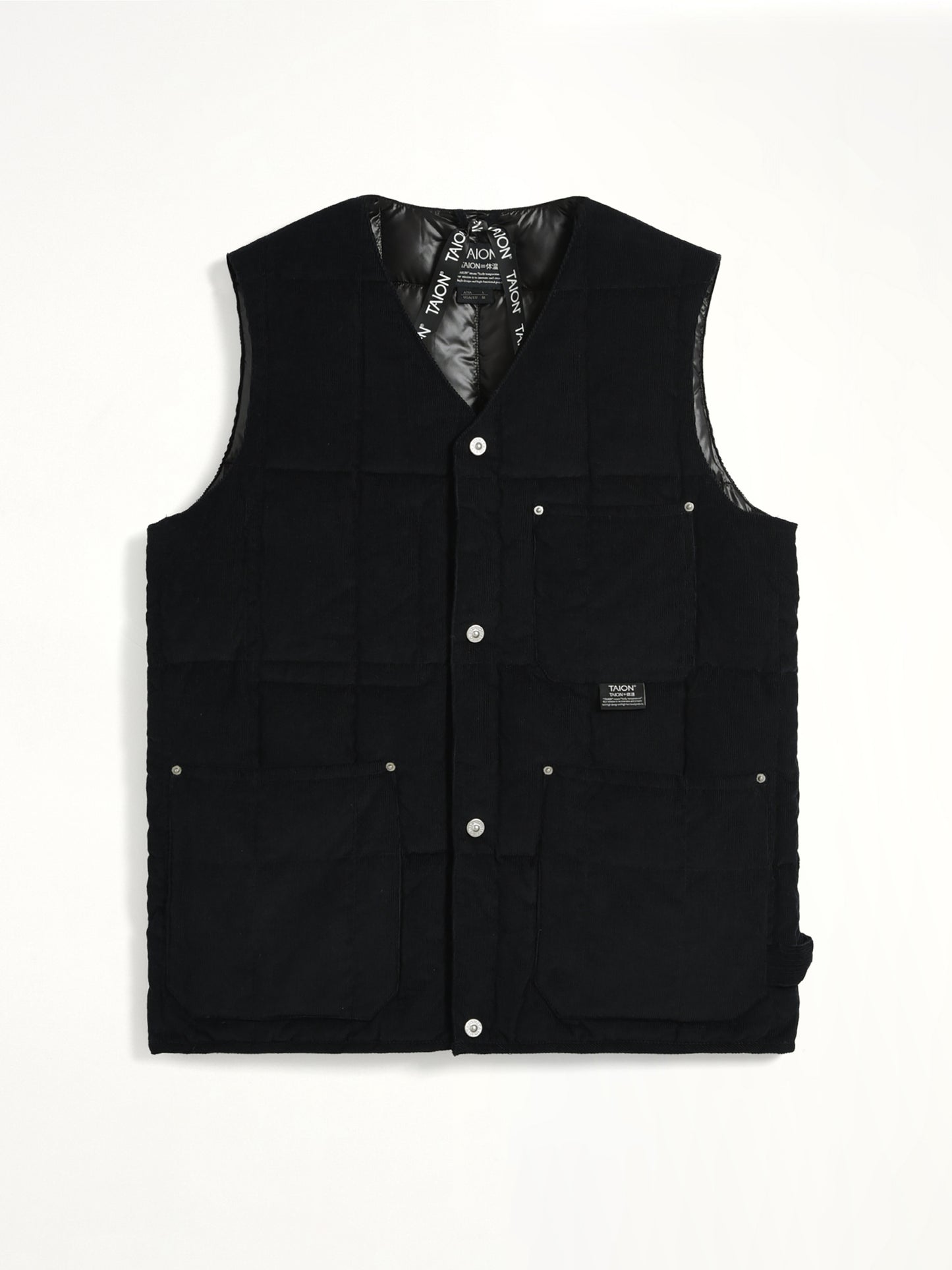 Work V Neck Button Down Vest in Black
