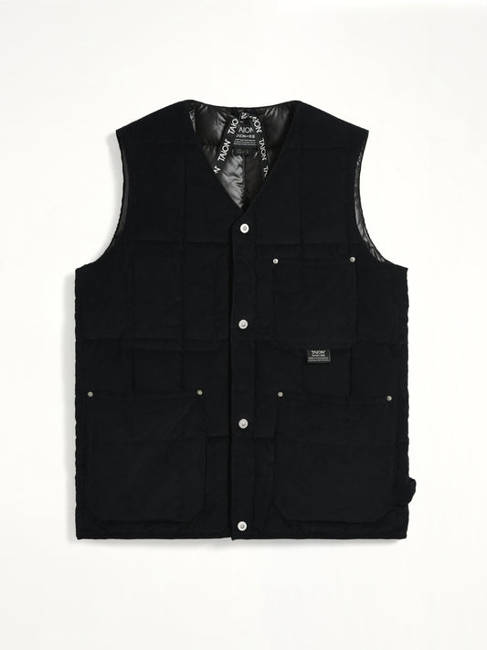 Work V Neck Button Down Vest in Black