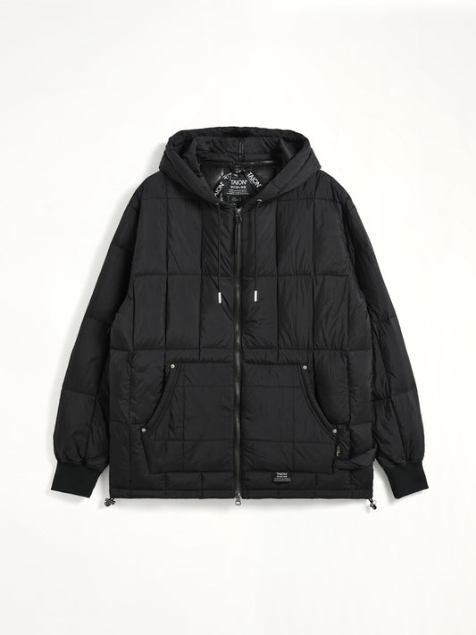 Work Zip Hood Down Jacket in Black