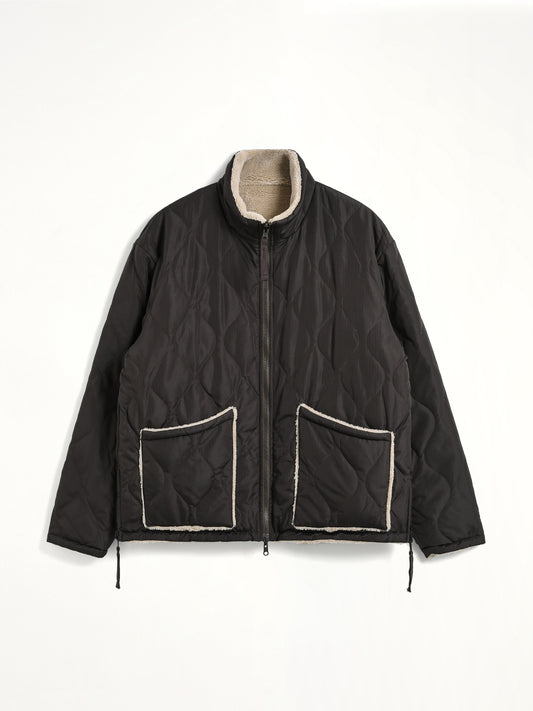 Military Reversible Down Boa Jacket in Dark Chocolate