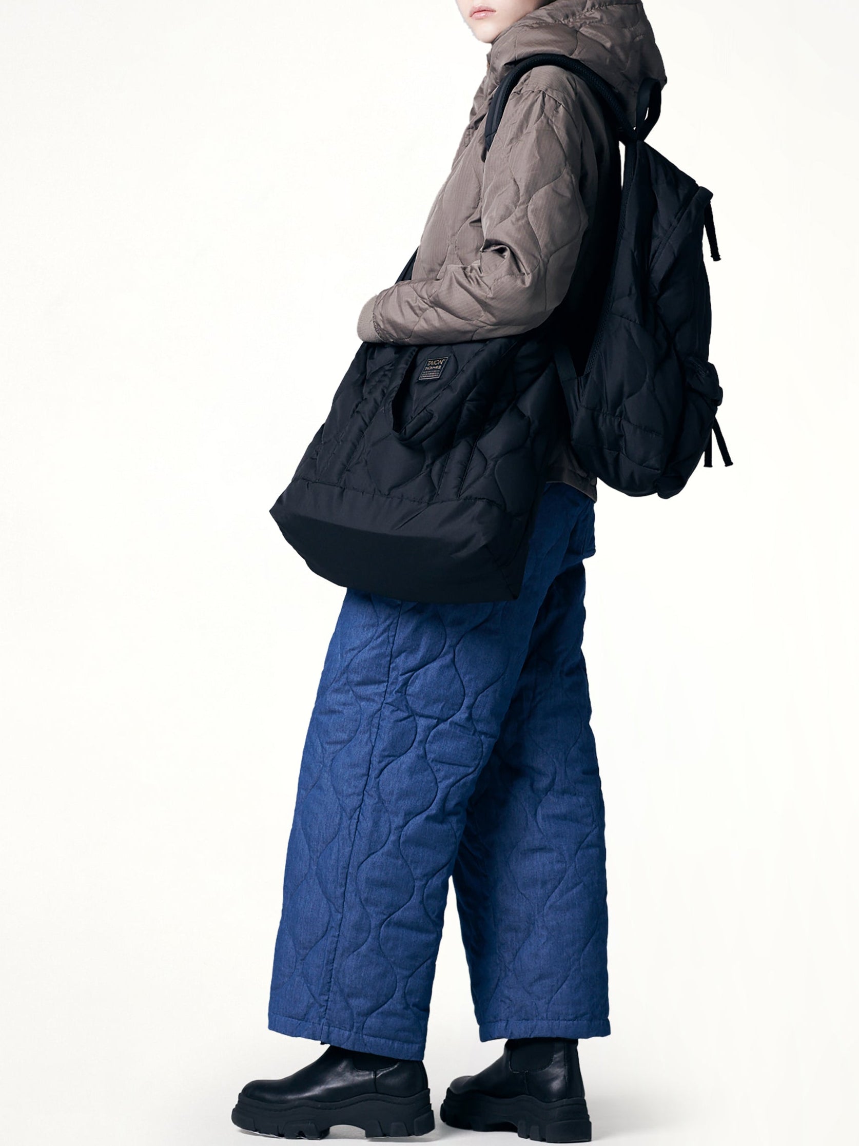 TAION Military Zip Tote Down Bag M in Black With Strap from MARAIS