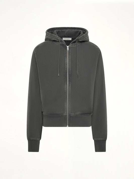 Slim Zip Up in Washed Black
