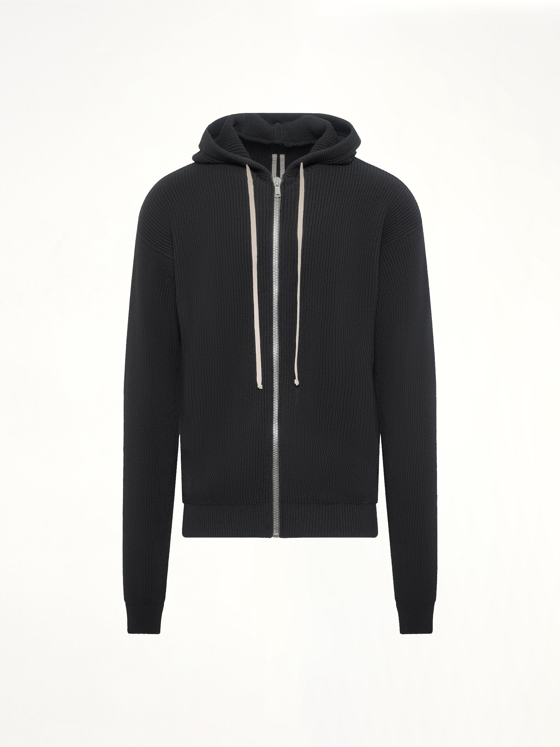 RICK OWENS Zipped Hoodie in Black Product Photo from MARAIS