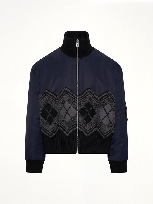 Argyle Bomber Jacket in Dark Navy