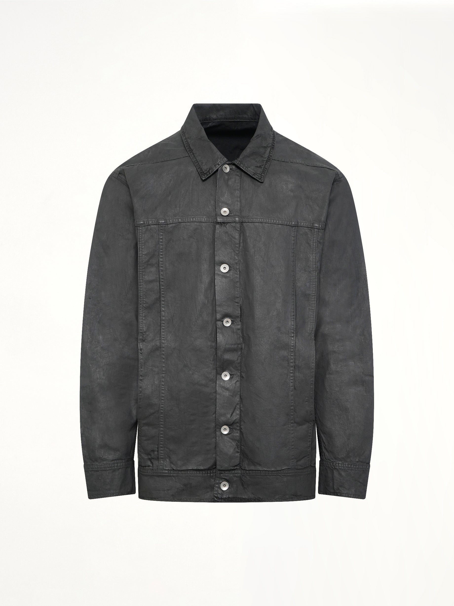 RICK OWENS DRKSHDW Jumbo Worker Jacket in Black Product Photo from MARAIS