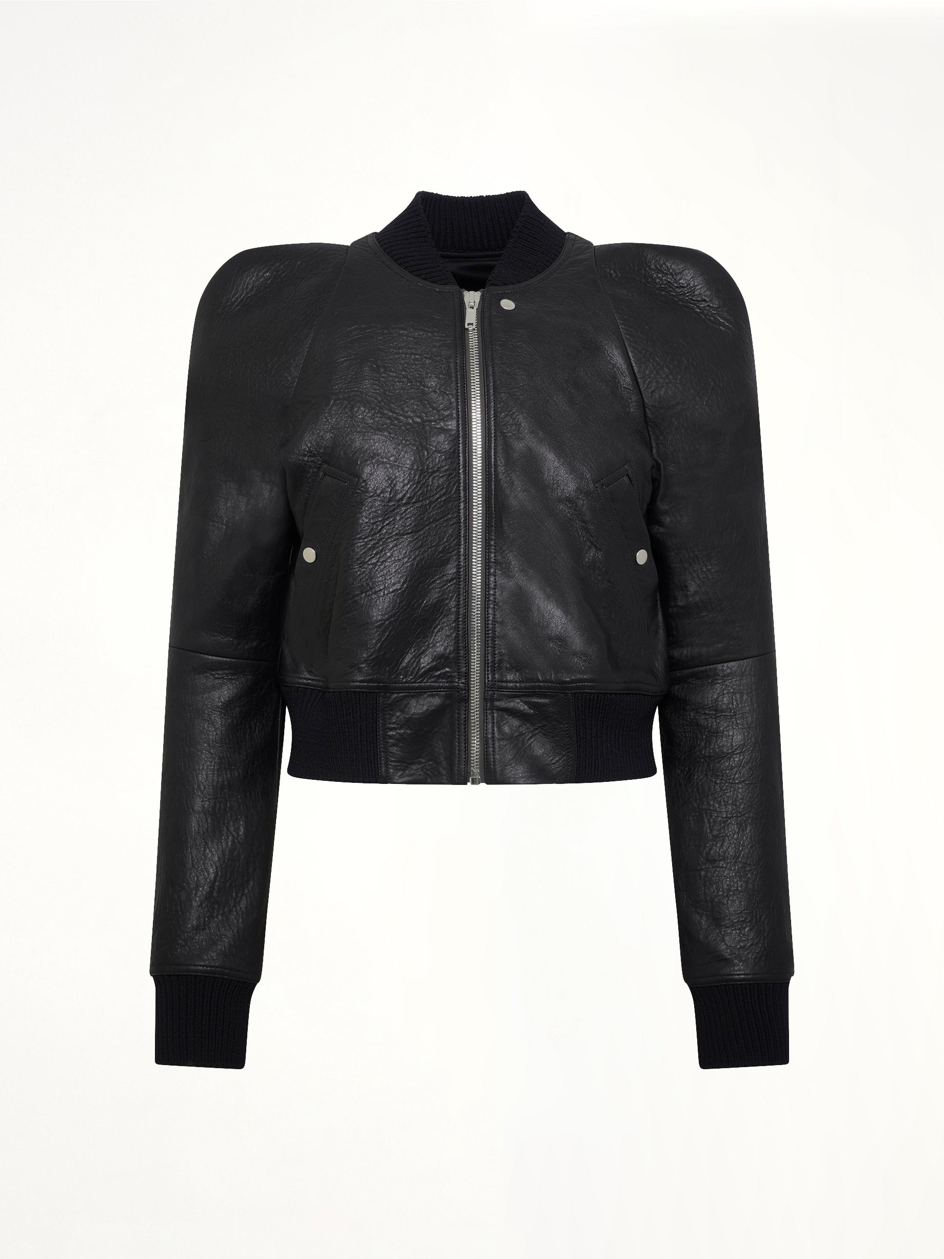 RICK OWENS , 
, 
, Temple Flight Leather Jacket in Black Product Photo from MARAIS
