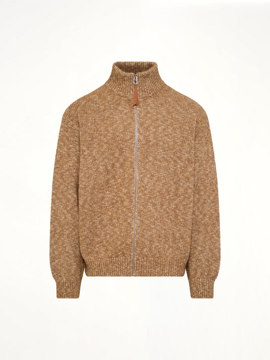 Zip-Up Cardigan in Beige