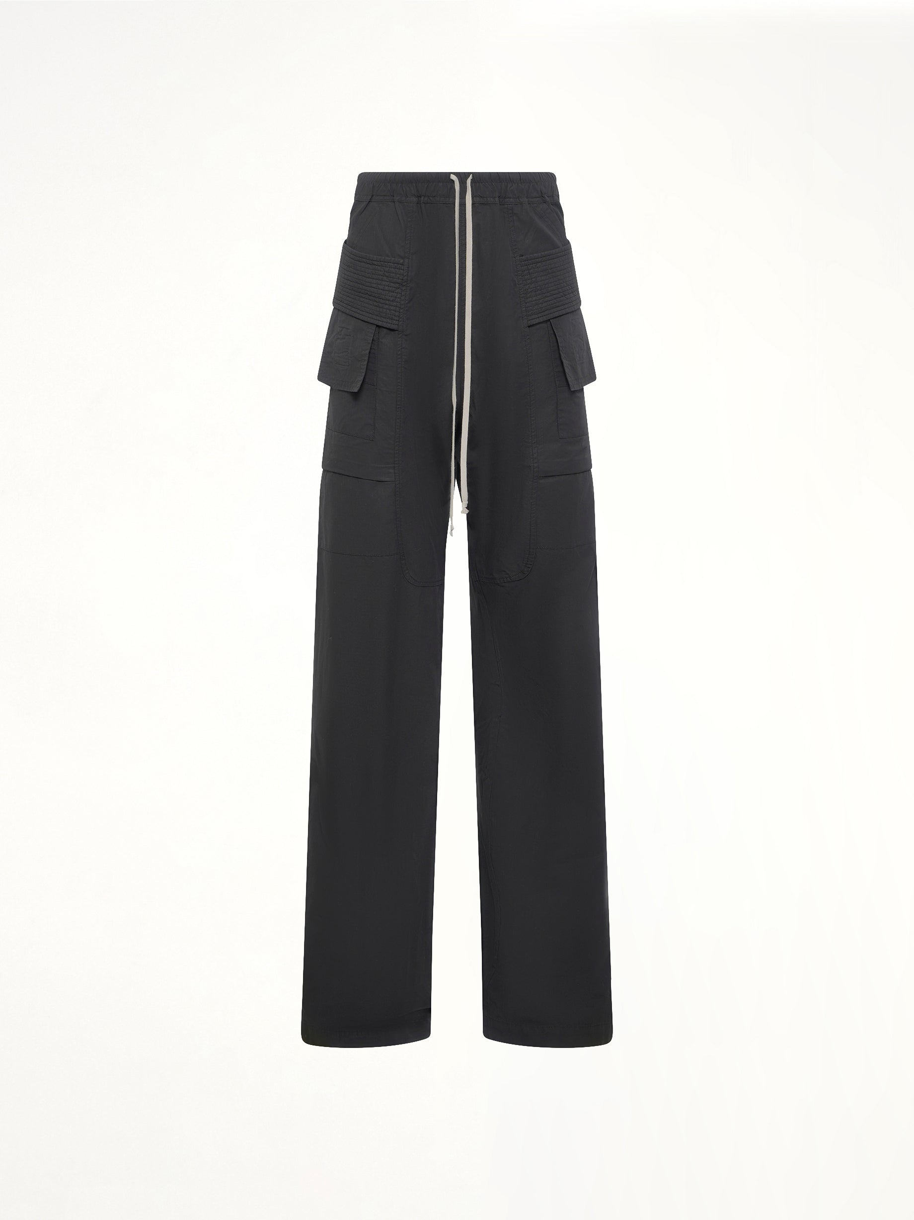 RICK OWENS DRKSHDW Creatch Wide Cargo Drawstring in Black Product Photo from MARAIS