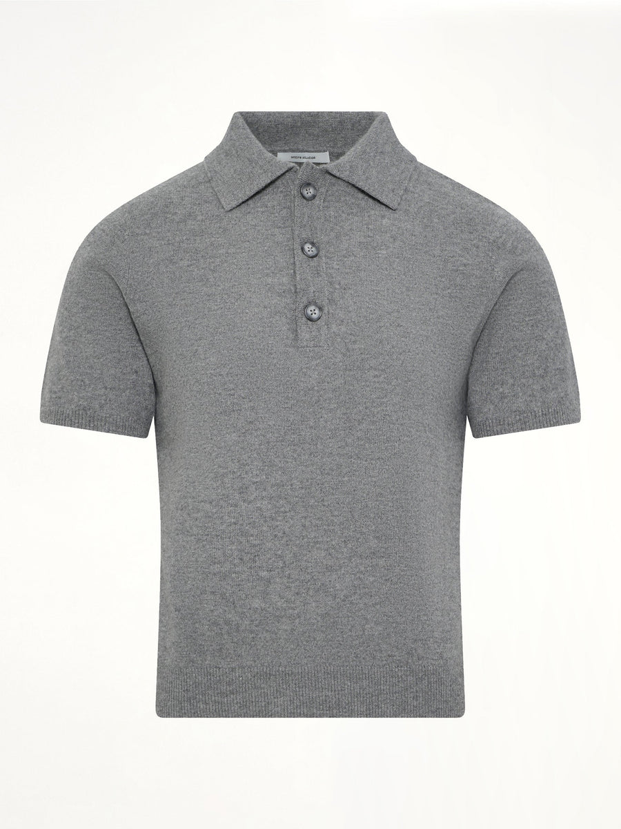 Short Sleeve Knit Polo in Concrete