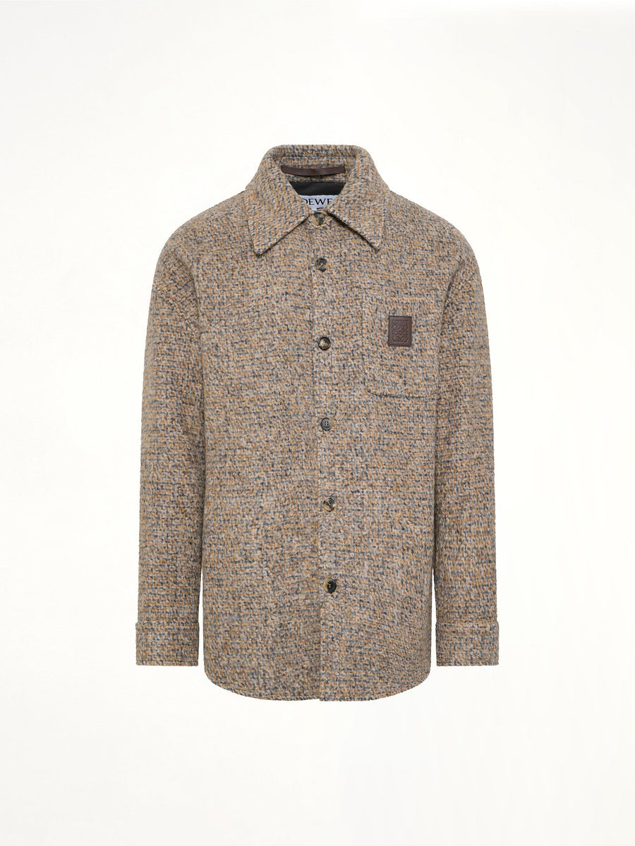 Overshirt in Beige/Blue Melange