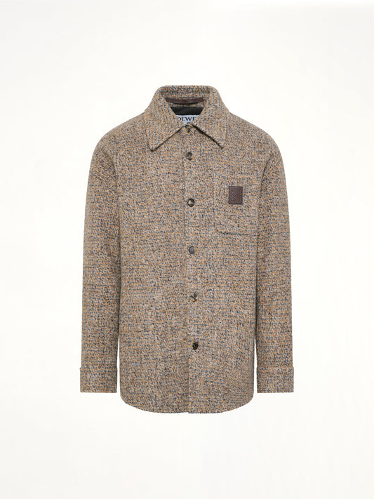 Overshirt in Beige/Blue Melange