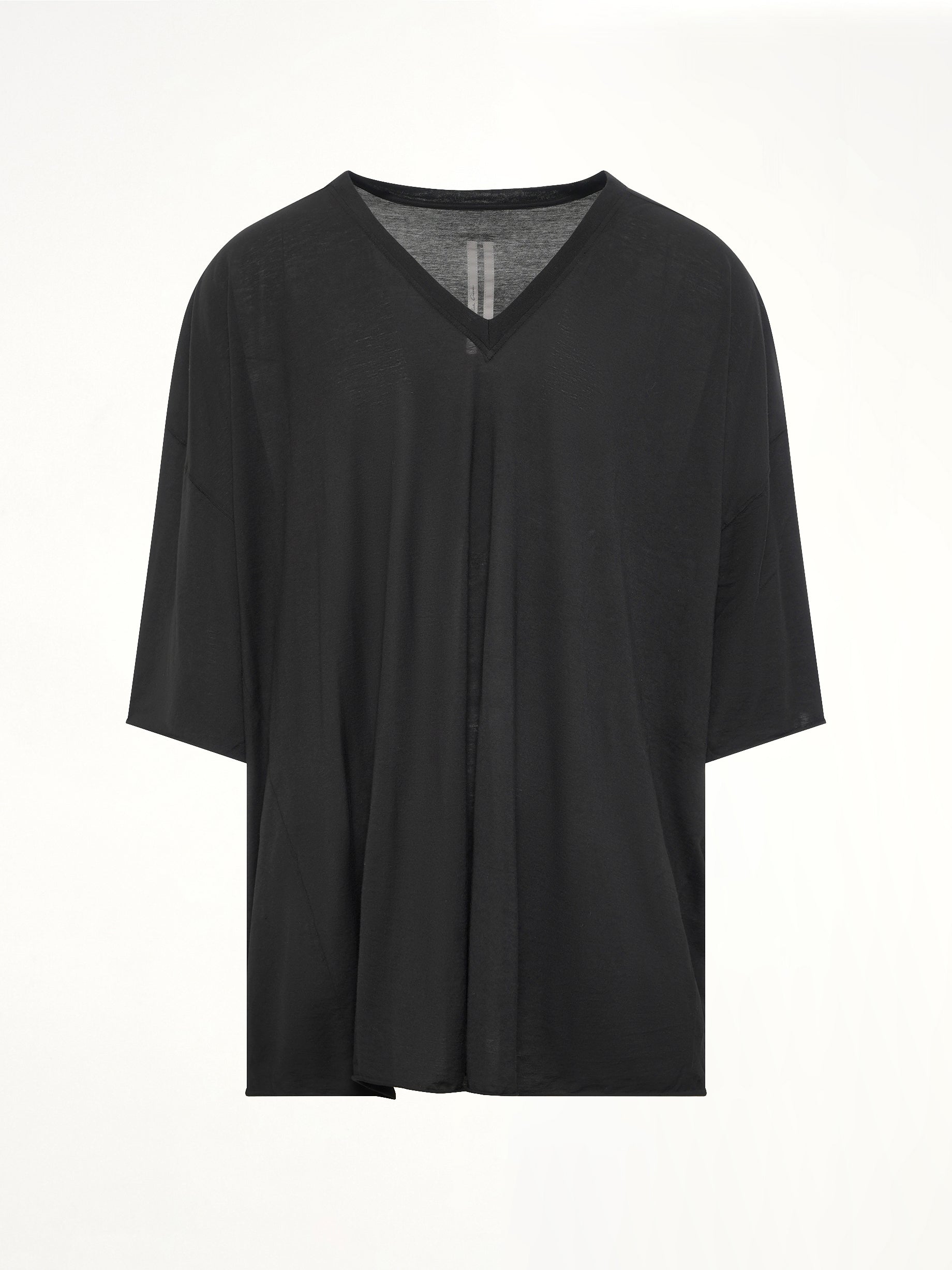 RICK OWENS V Tommy T-Shirt in Black Product Photo from MARAIS