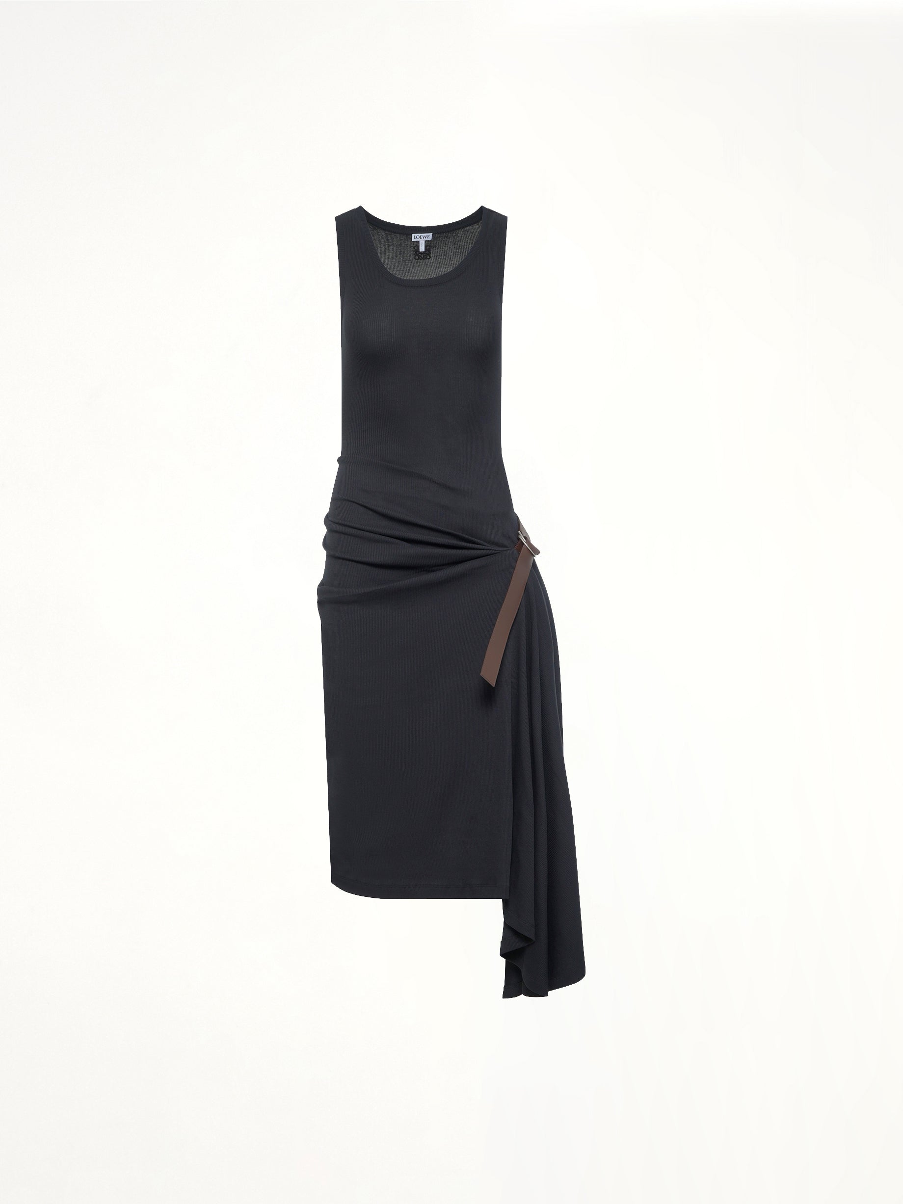 Belted Tank Dress in Black