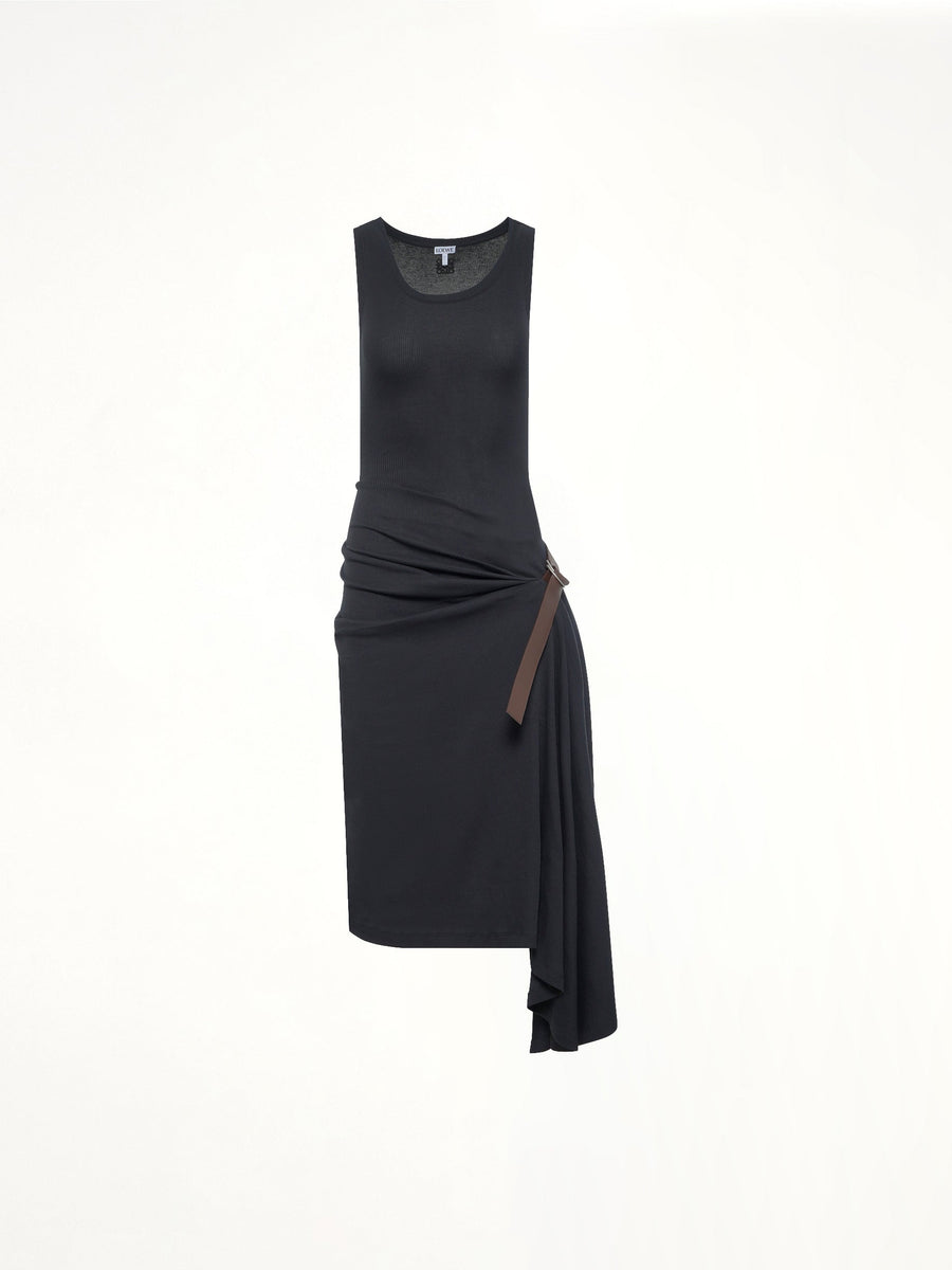 Belted Tank Dress in Black