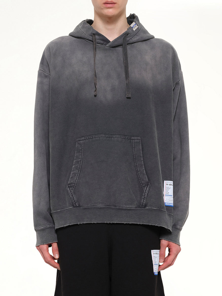 Instrumental French Terry Distressed Hoodie in Black