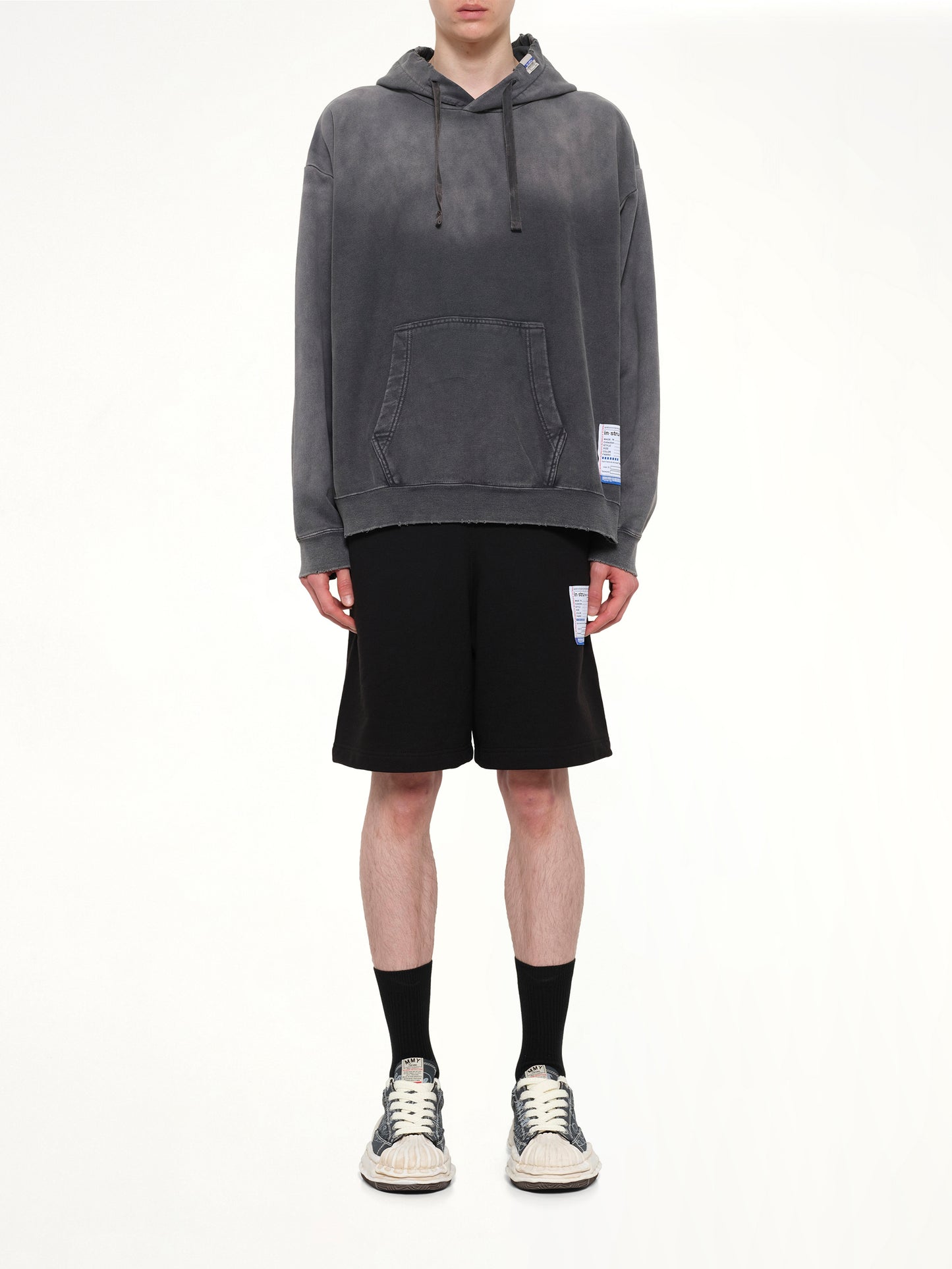 Instrumental French Terry Distressed Hoodie in Black