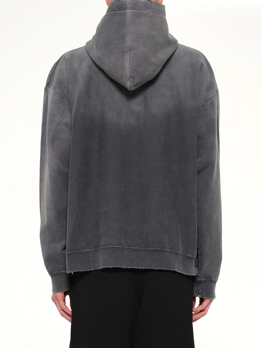 Instrumental French Terry Distressed Hoodie in Black