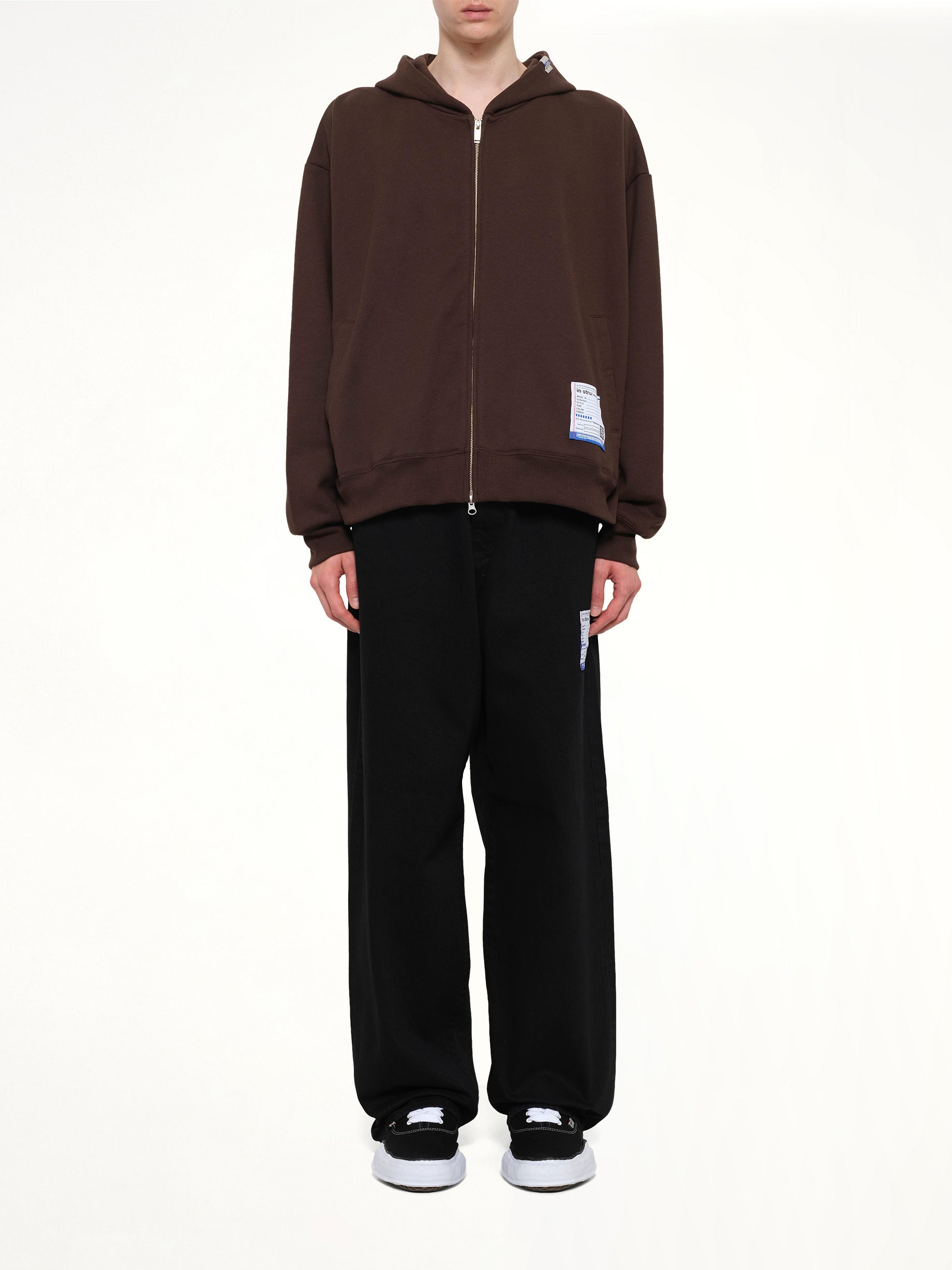 MAISON MIHARA YASUHIRO , Instrumental Heavy Weight Zip Hoodie in Brown Model View from MARAIS