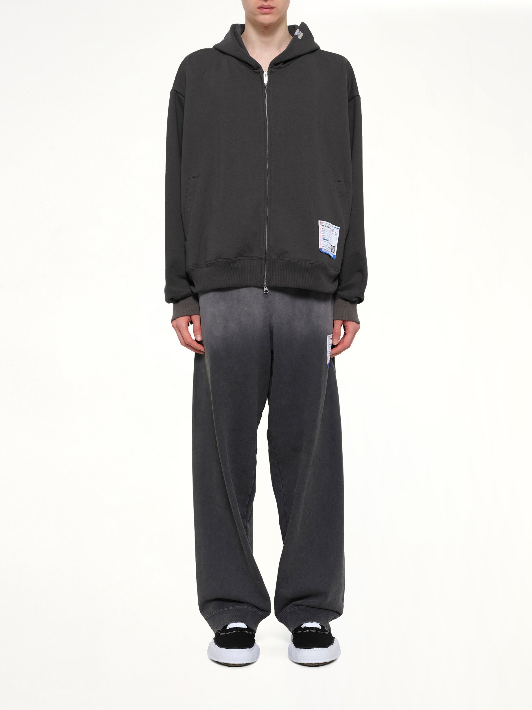 MAISON MIHARA YASUHIRO Instrumental Heavy Weight Zip Hoodie in Dark Gray Model View from MARAIS