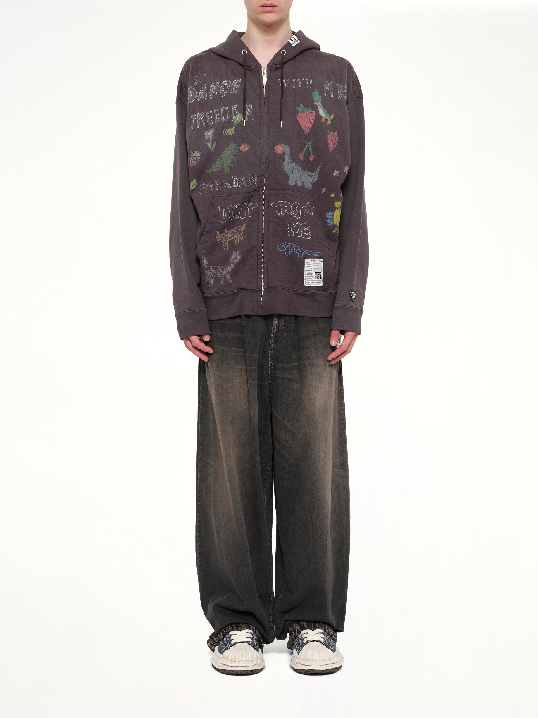 MAISON MIHARA YASUHIRO Kids Doodle Parka in Black Model View from MARAIS