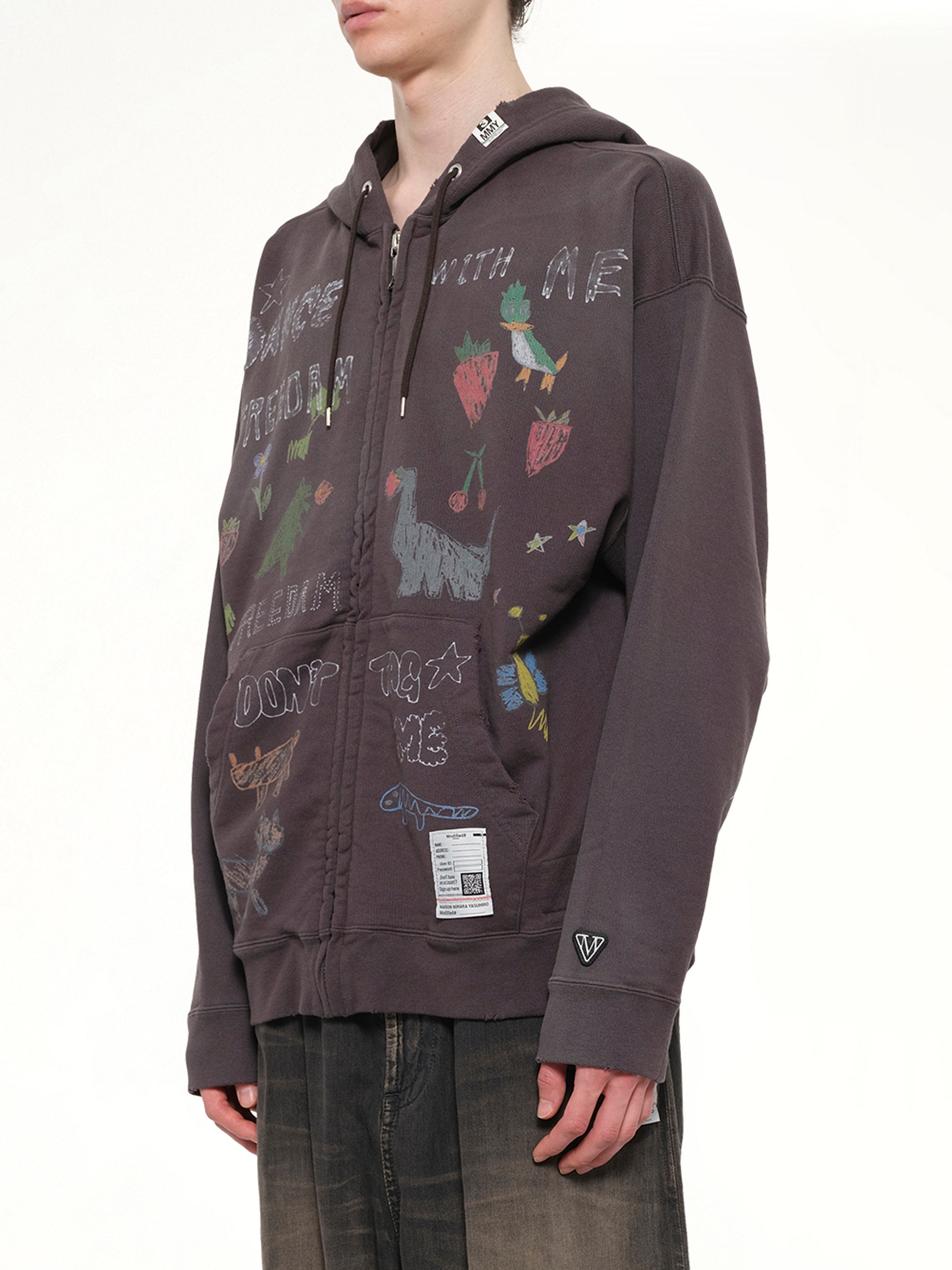 MAISON MIHARA YASUHIRO Kids Doodle Parka in Black Side View from MARAIS