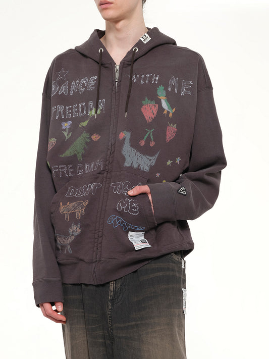 Kids Doodle Parka in Black