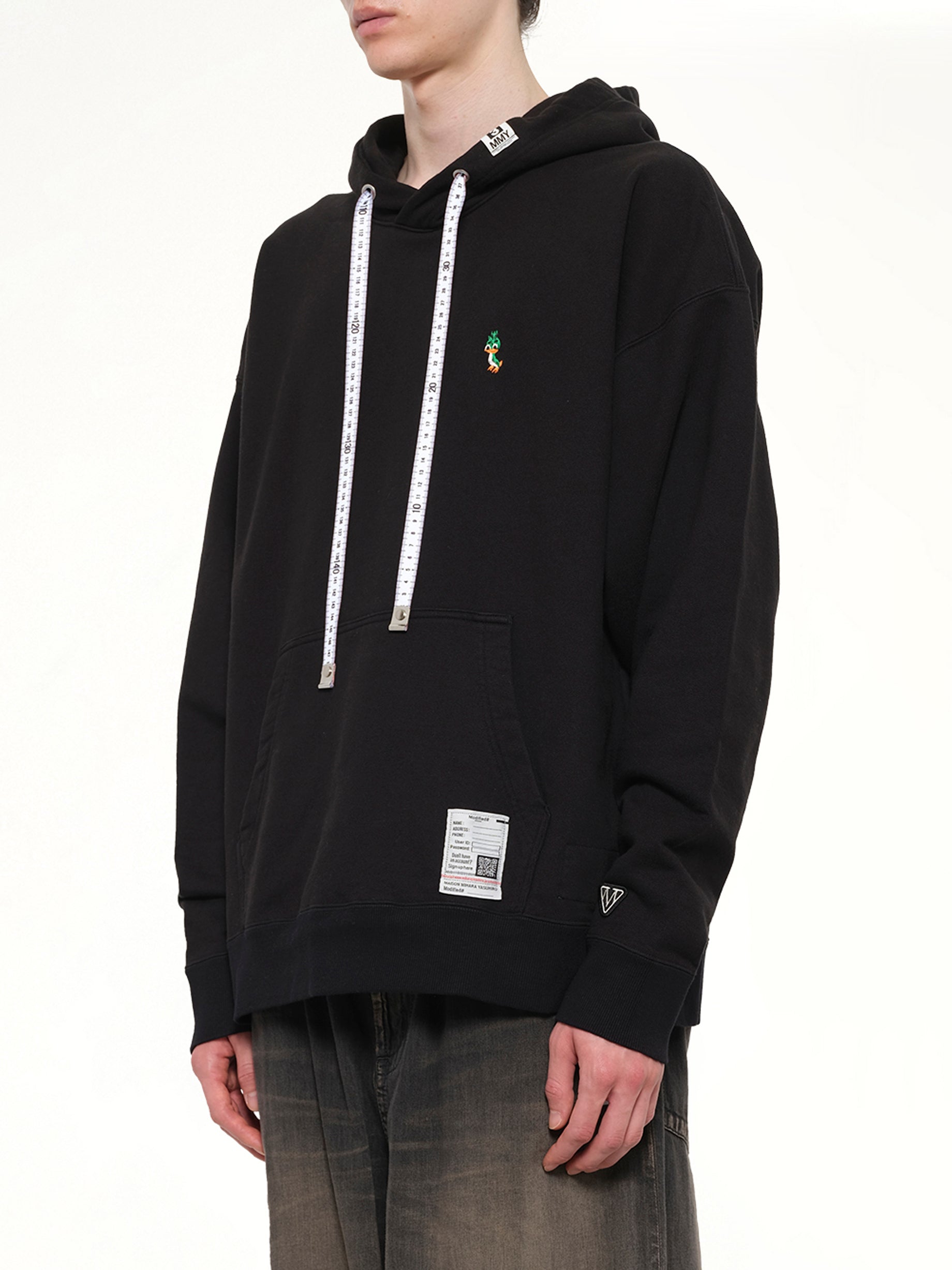 MAISON MIHARA YASUHIRO Leon Embroidery Hoodie in Black Side View from MARAIS