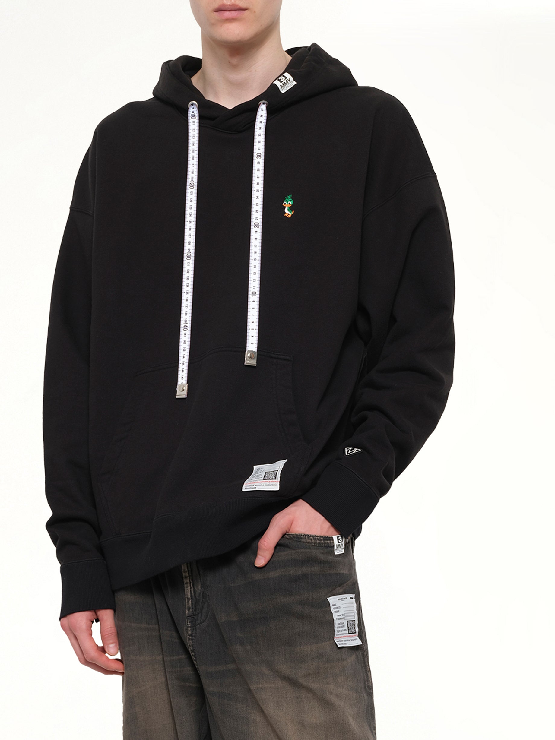 MAISON MIHARA YASUHIRO Leon Embroidery Hoodie in Black Detail Shot from MARAIS