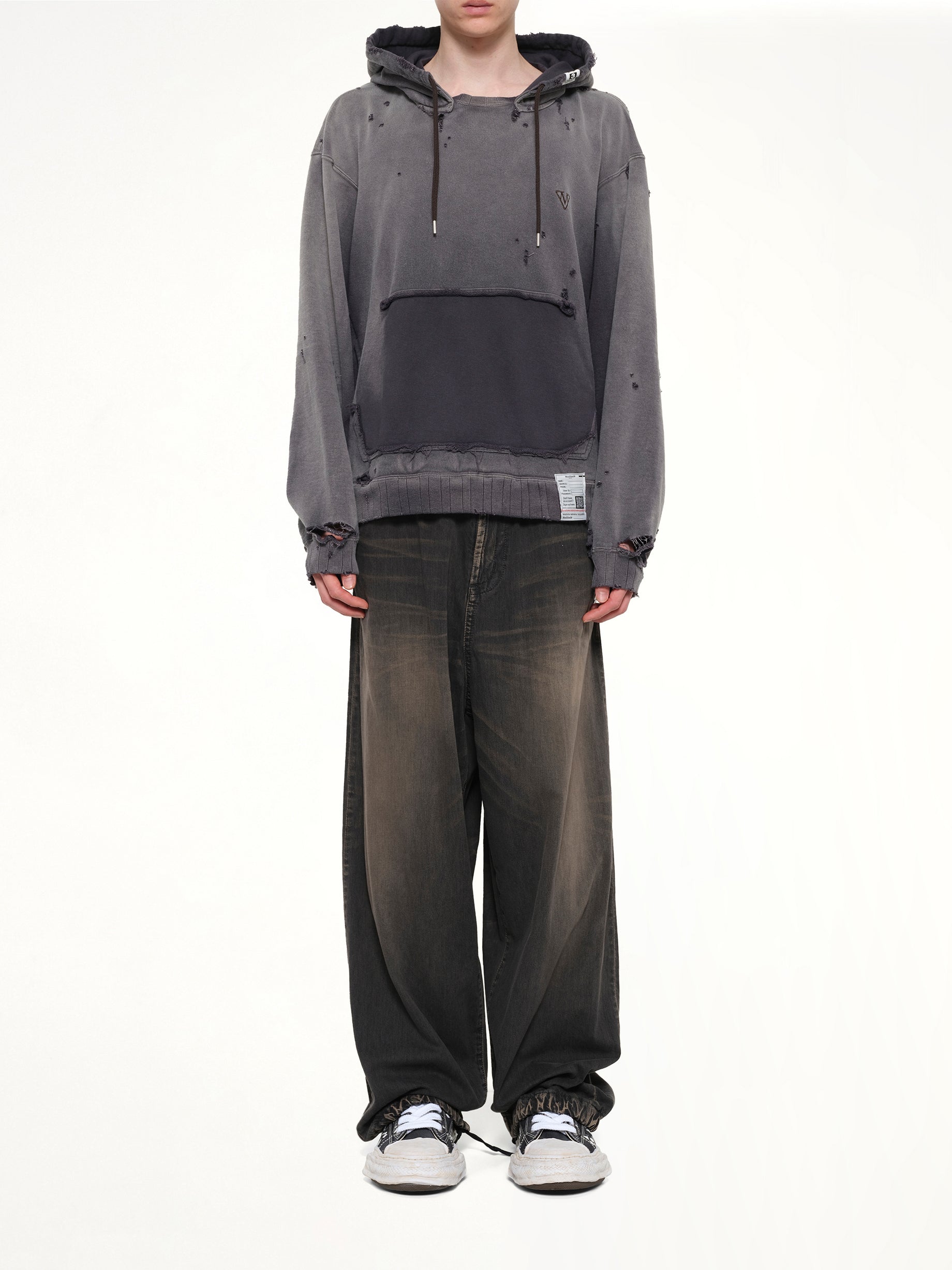 MAISON MIHARA YASUHIRO Sun Faded Hoodie in Black Model View from MARAIS