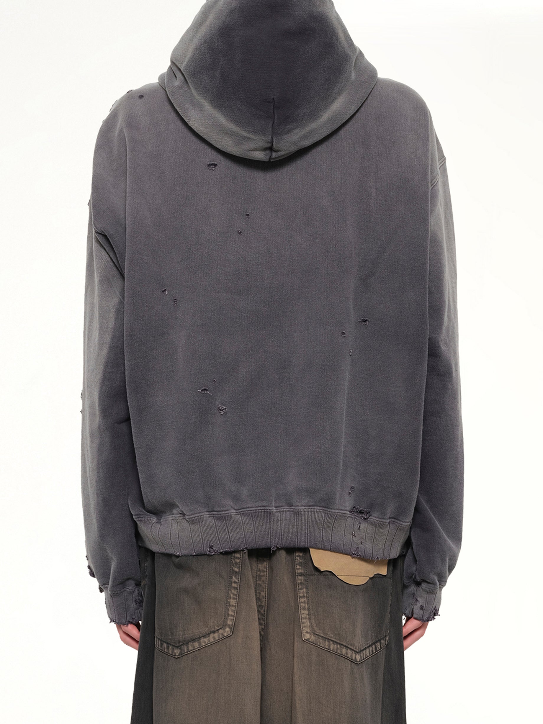MAISON MIHARA YASUHIRO Sun Faded Hoodie in Black Back View from MARAIS