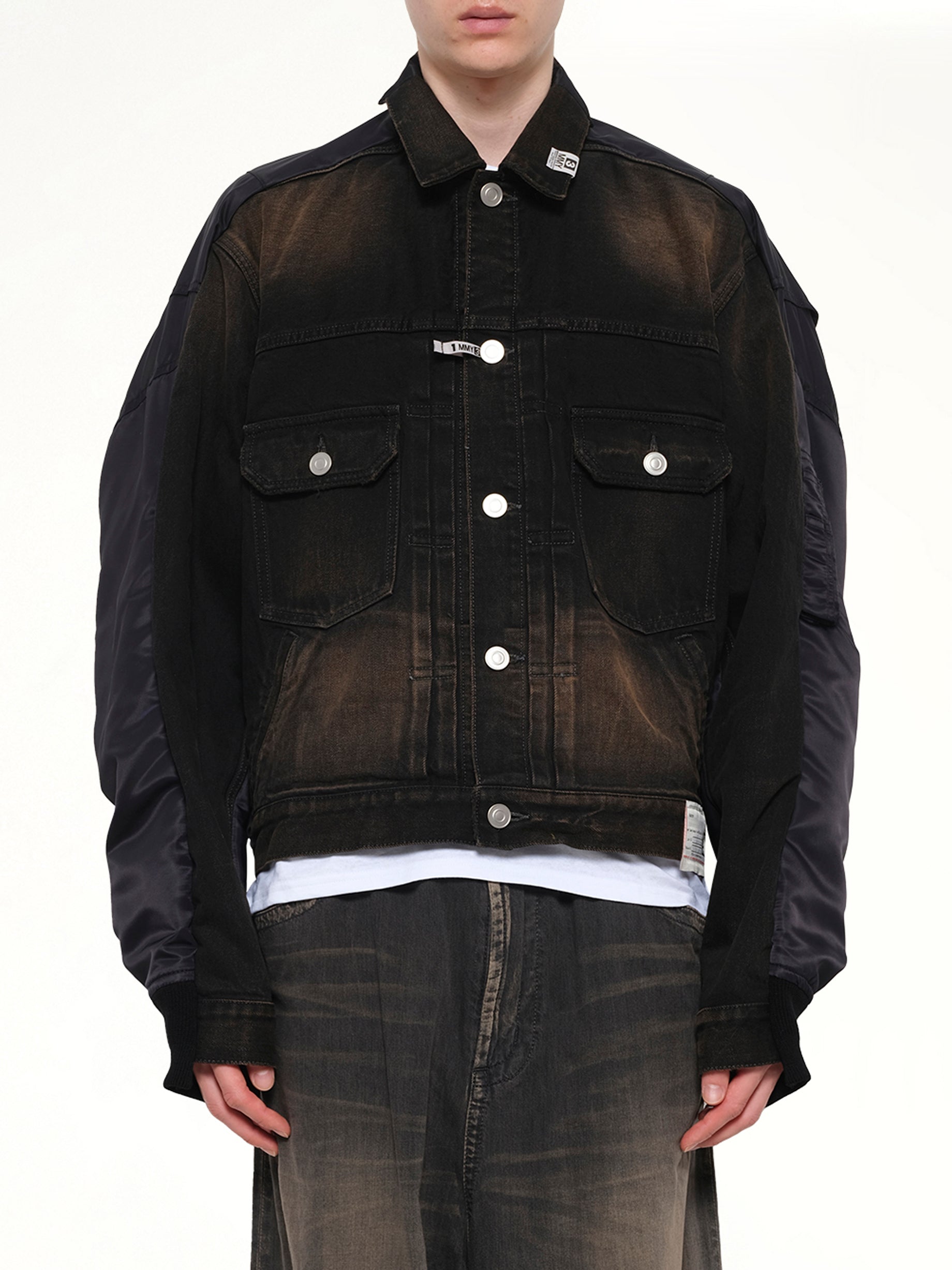 Combined Denim MA-1 Blouson in Black