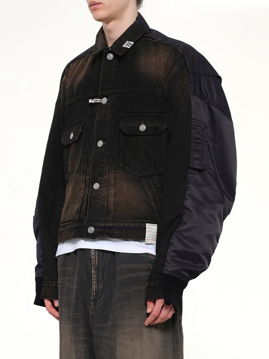 Combined Denim MA-1 Blouson in Black
