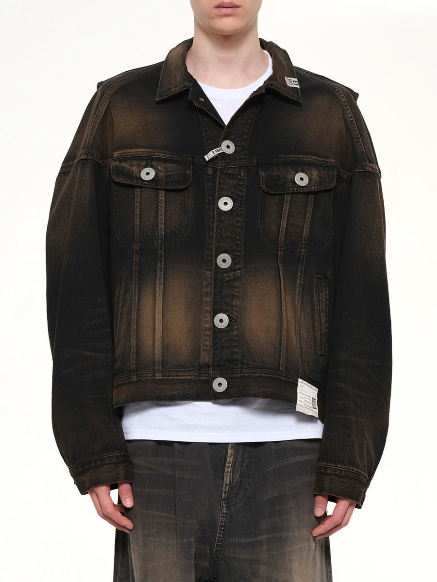 Back Vest Denim Blouson in Black