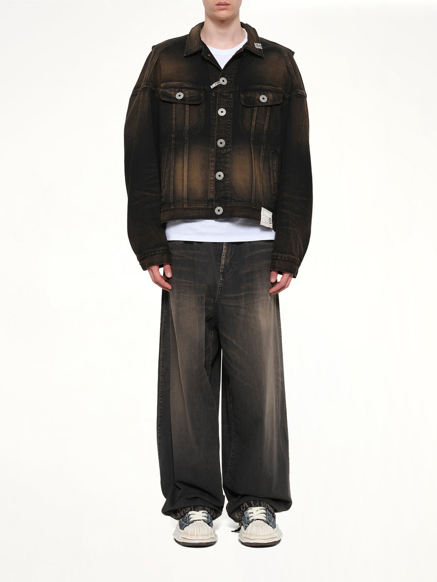 Back Vest Denim Blouson in Black