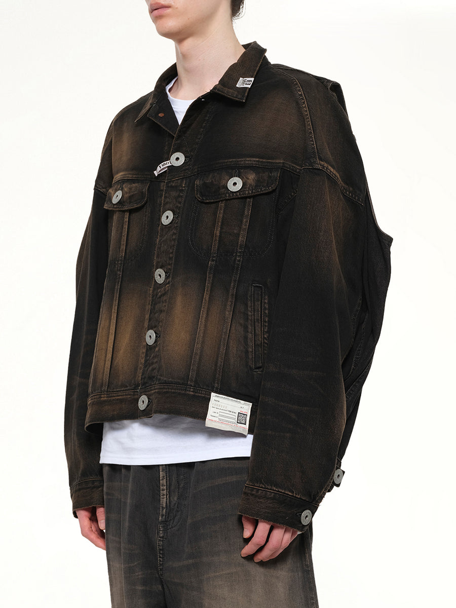 Back Vest Denim Blouson in Black