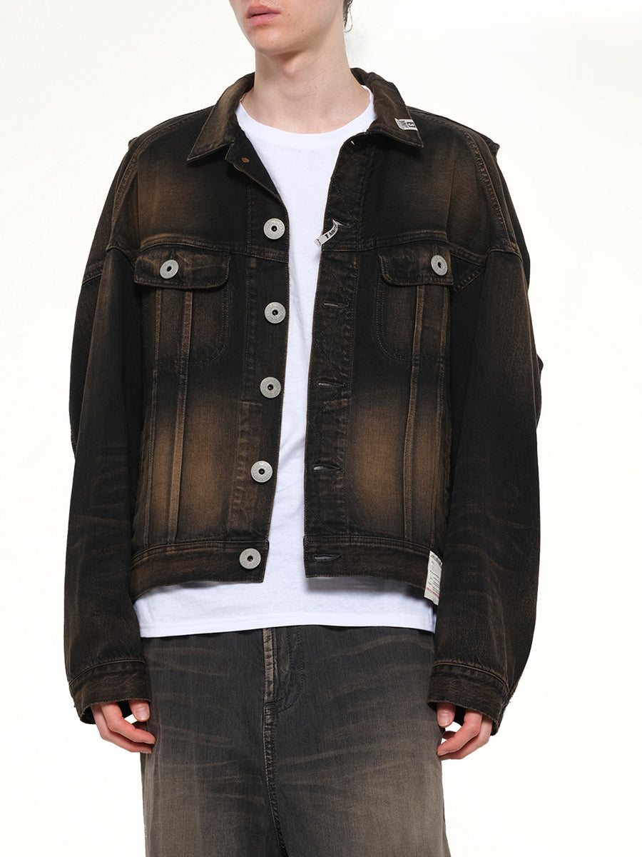 Back Vest Denim Blouson in Black