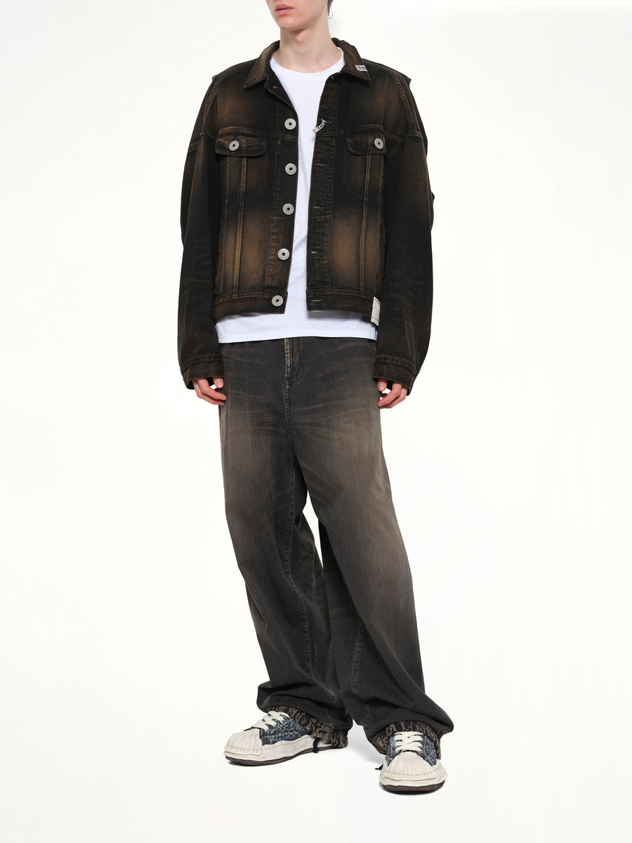 Back Vest Denim Blouson in Black