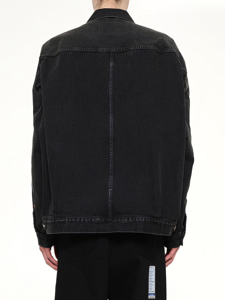 Instrumental Hard Washed Selvage Denim Jacket in Black