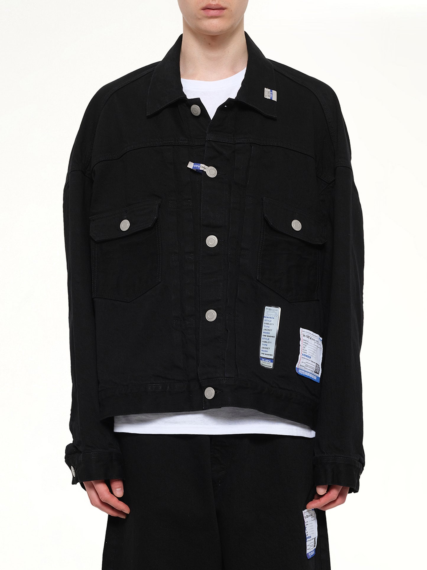 Instrumental One Washed Selvage Denim Jacket in Black