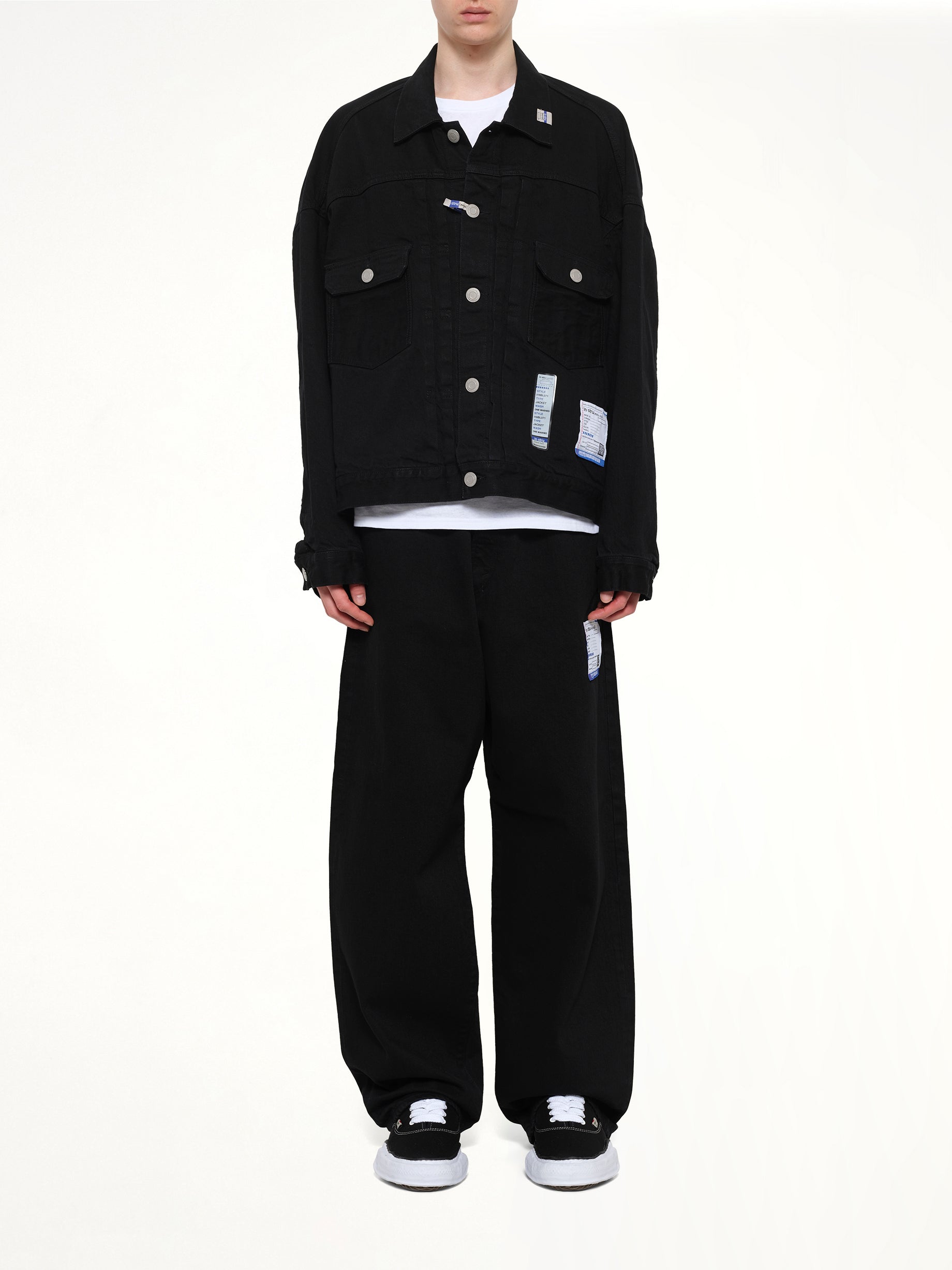 MAISON MIHARA YASUHIRO , Instrumental One Washed Selvage Denim Jacket in Black Model View from MARAIS