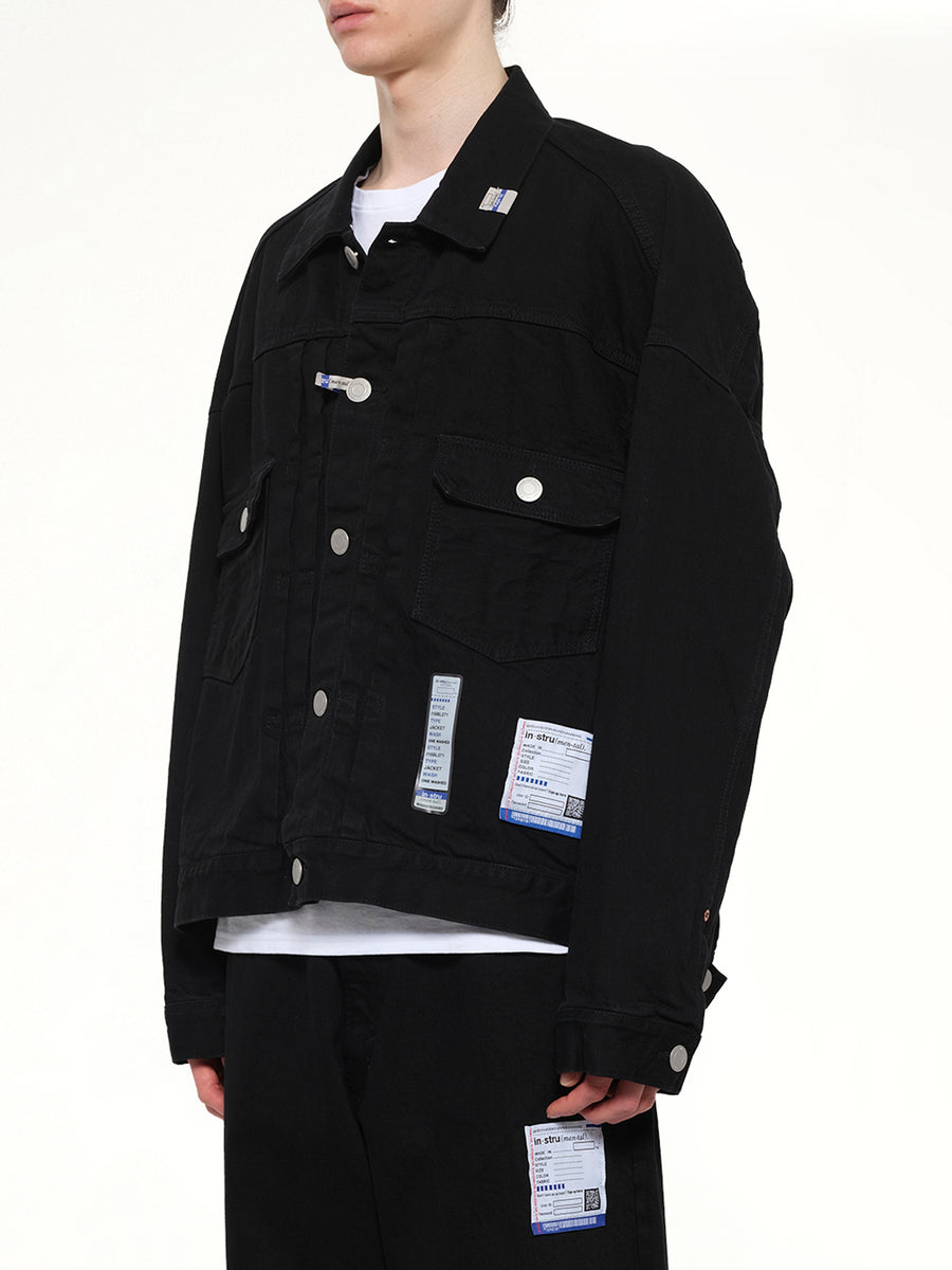 Instrumental One Washed Selvage Denim Jacket in Black