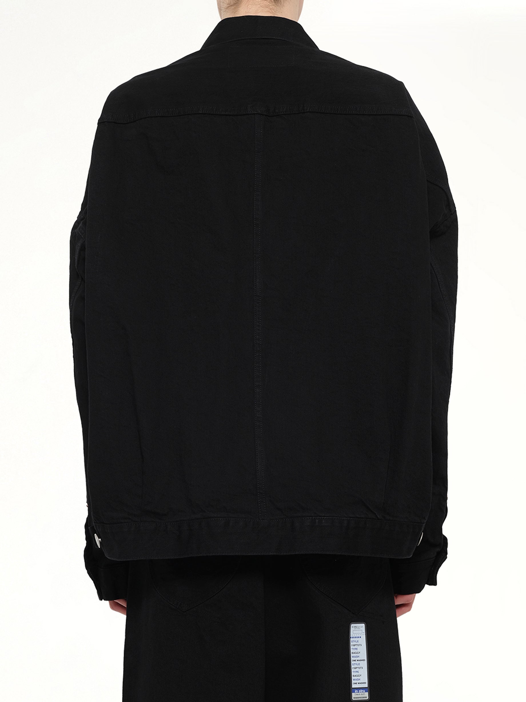 MAISON MIHARA YASUHIRO , Instrumental One Washed Selvage Denim Jacket in Black Back View from MARAIS