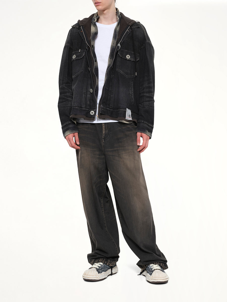 Triple Layered Denim Jacket in Black