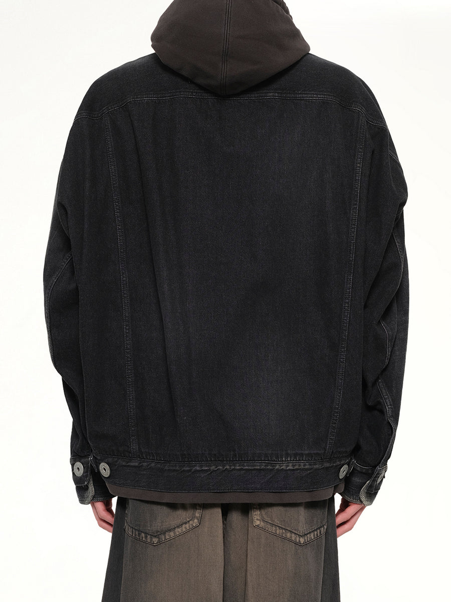 Triple Layered Denim Jacket in Black