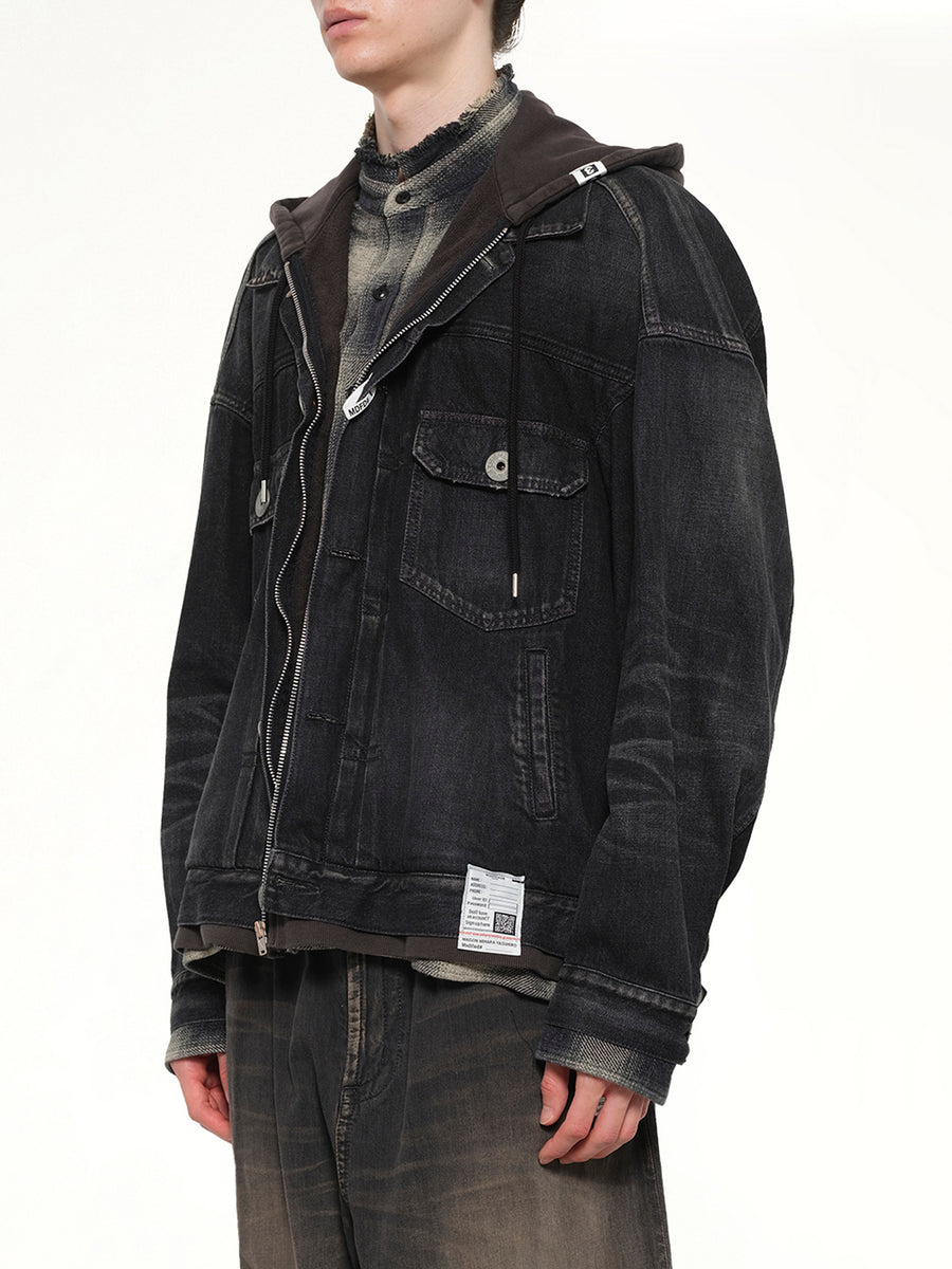 Triple Layered Denim Jacket in Black