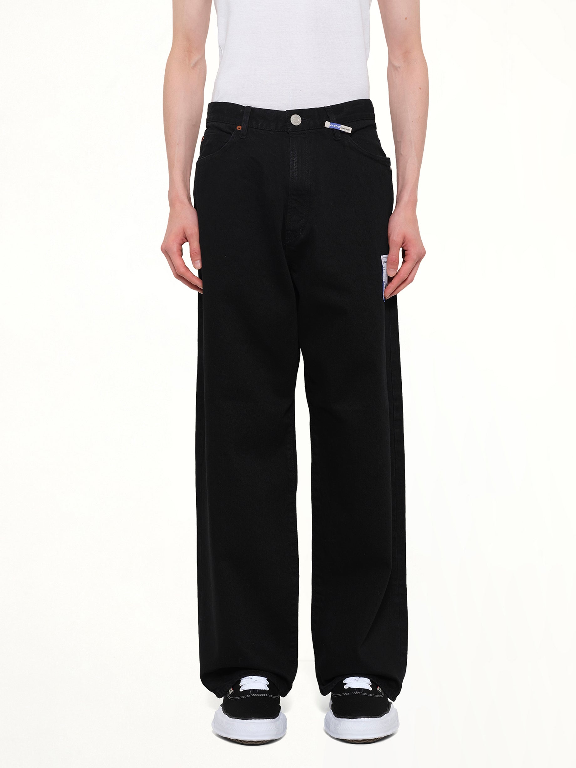 Instrumental One Washed Selvage Denim Baggy Pants in Black