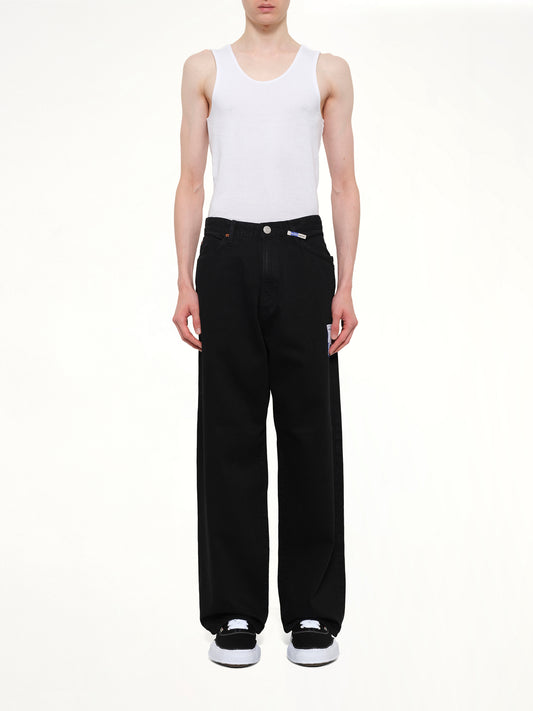 Instrumental One Washed Selvage Denim Baggy Pants in Black