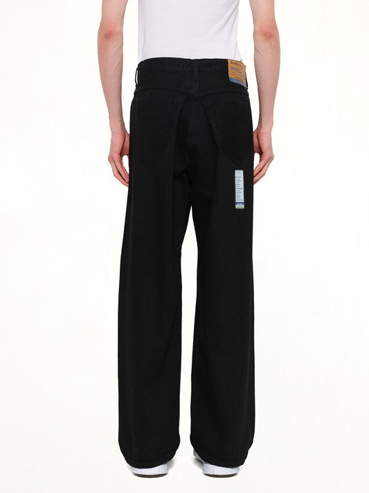 Instrumental One Washed Selvage Denim Baggy Pants in Black