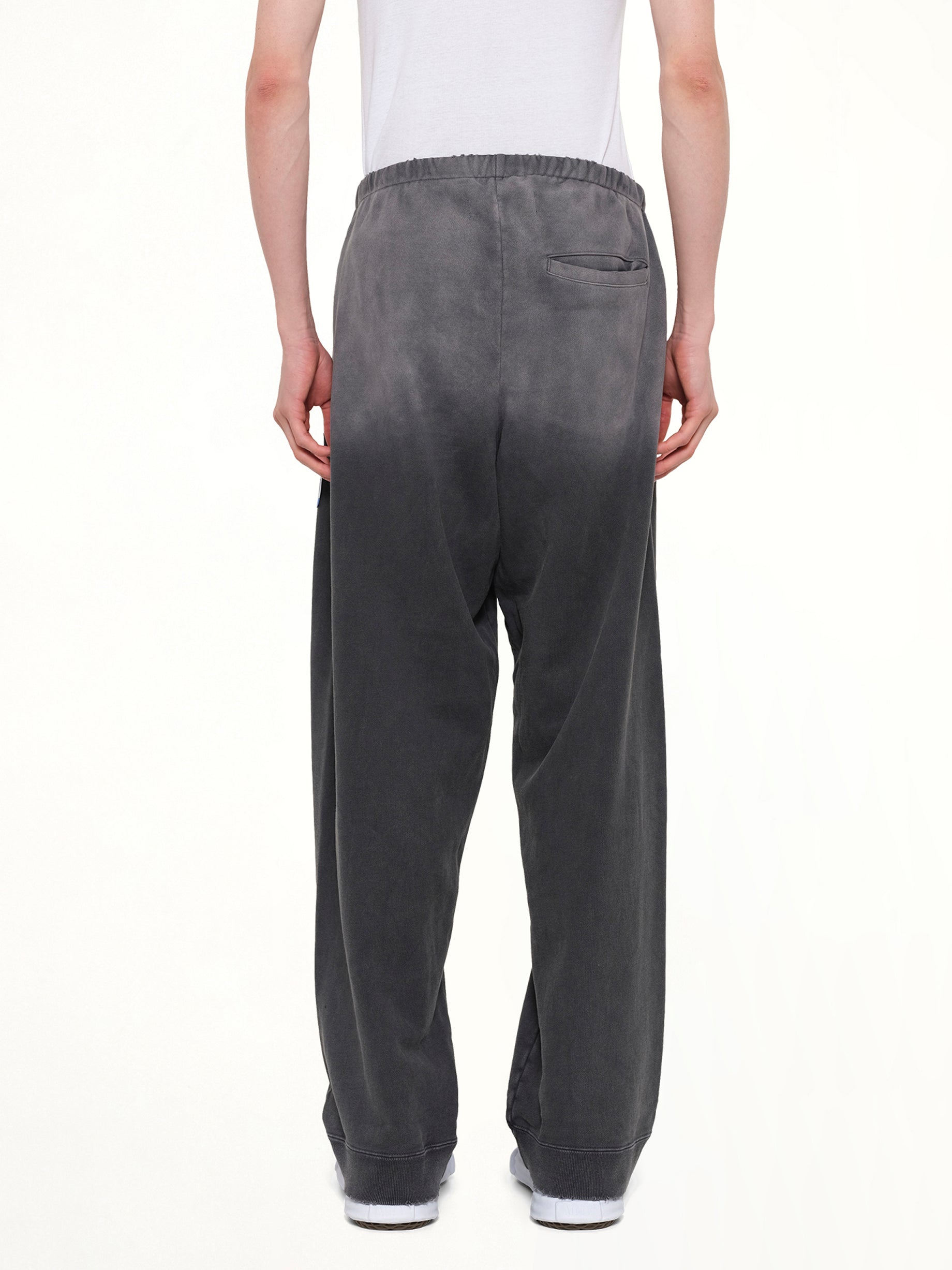 MAISON MIHARA YASUHIRO Instrumental French Terry Distressed Easy Pants in Black Back View from MARAIS